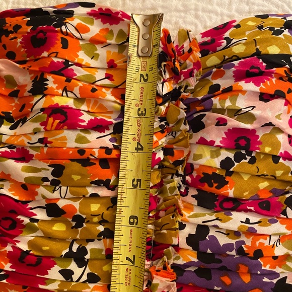 Donna Morgan Strapless Floral Dress Bright Pink/ Orange Lightweight - Picture 6 of 7